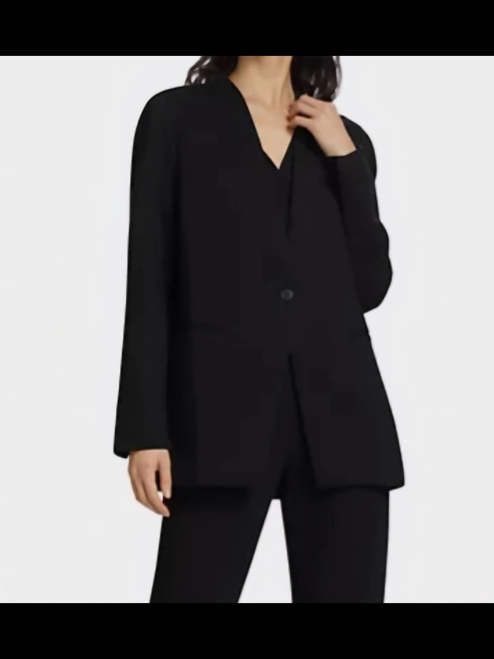 Spanx Perfect Collarless Crepe Women's Blazer Black Single-Button